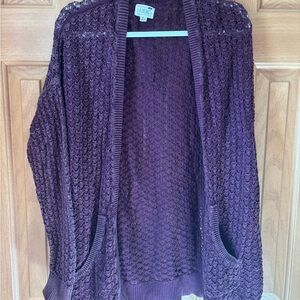 La Hearts Deep Purple Open Knit Cardigan